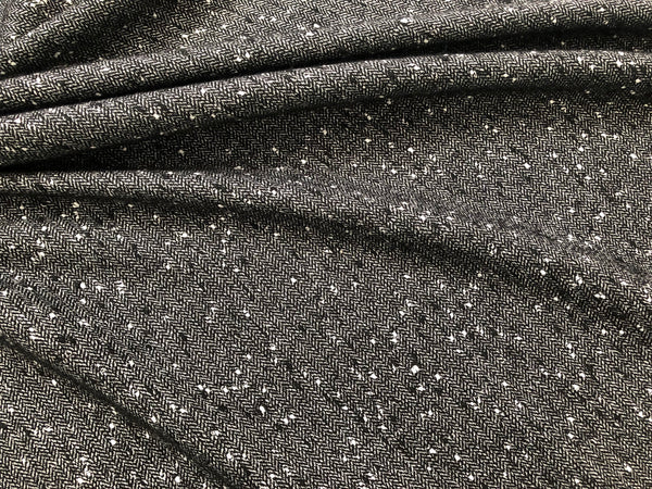 Black & White Spots on Herringbone Tweed Suiting