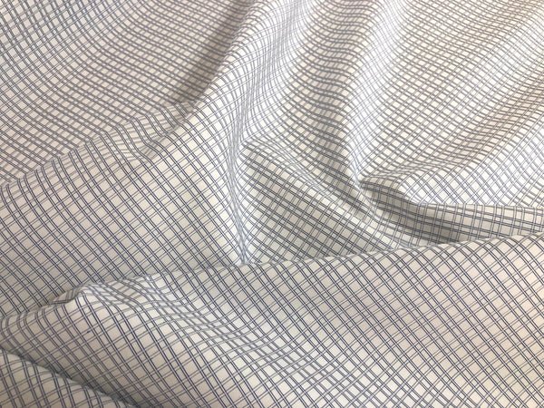 Super Fine Italian Shirting, Blue & White Check