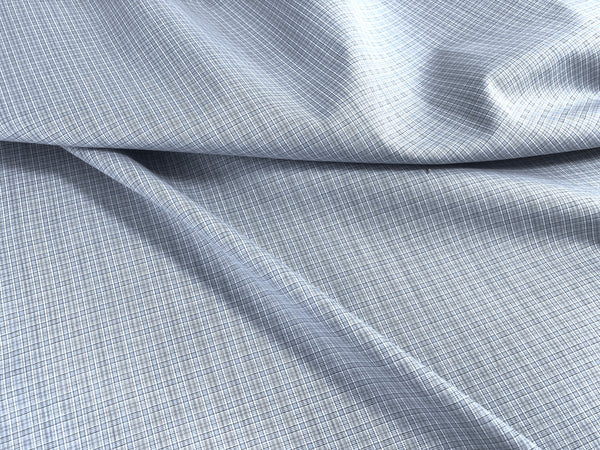 Super Fine Italian Shirting, Blue & White Check