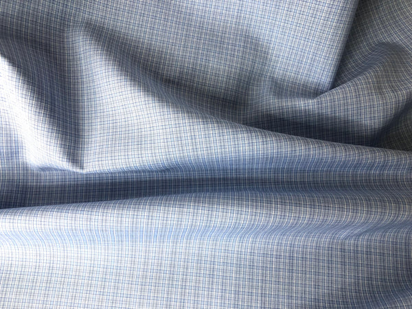 Super Fine Italian Shirting, Blue & White Check