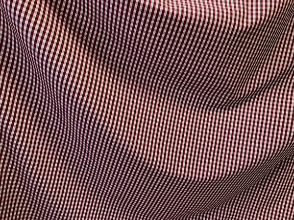 LAST PIECE: 1.65 MT Italian Gingham, White & Burgundy ( Red Wine )