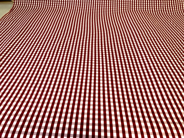 LAST PIECE: 1.65 MT Italian Gingham, White & Burgundy ( Red Wine )