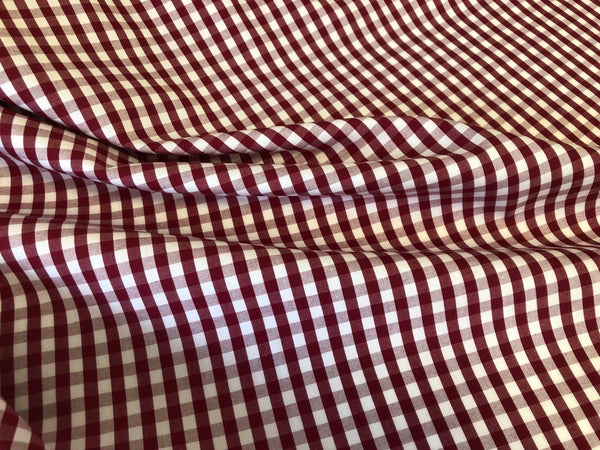 LAST PIECE: 1.65 MT Italian Gingham, White & Burgundy ( Red Wine )