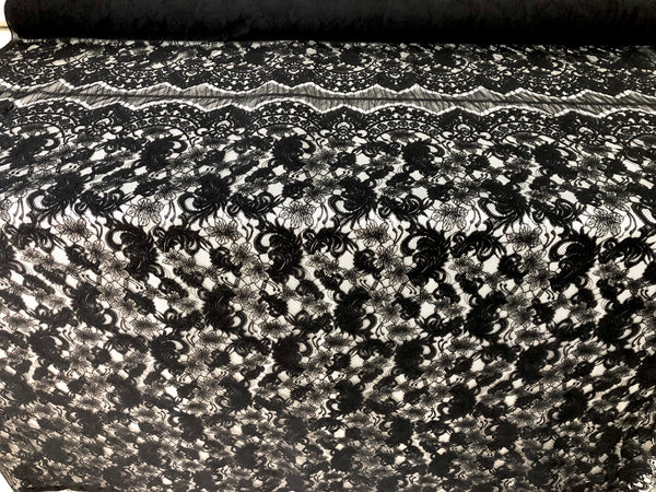 PANEL- Corded Lace, Black