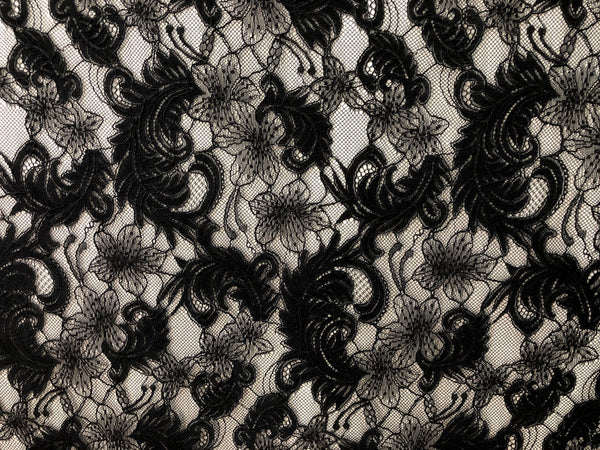 PANEL- Corded Lace, Black