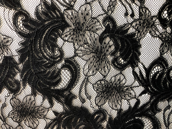 PANEL- Corded Lace, Black