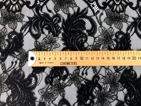 PANEL- Corded Lace, Black