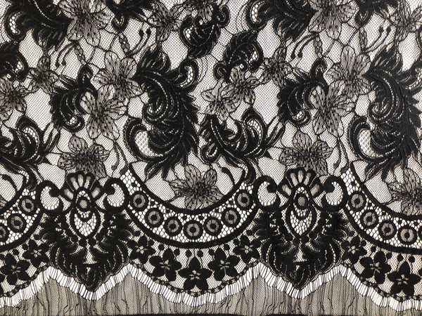 PANEL- Corded Lace, Black