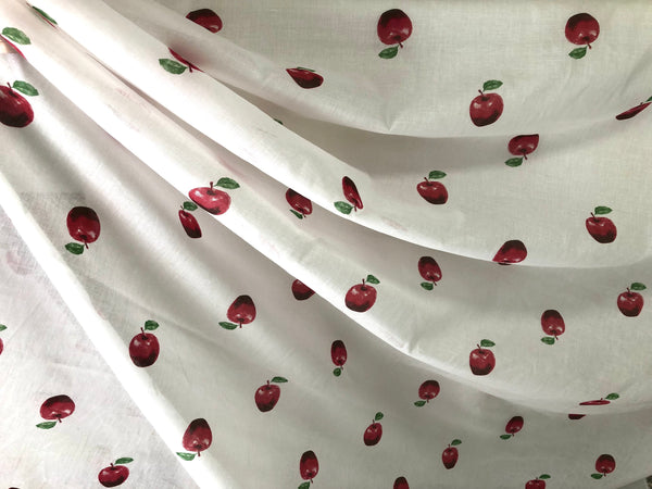 Red Apple Print on Cotton Voile
