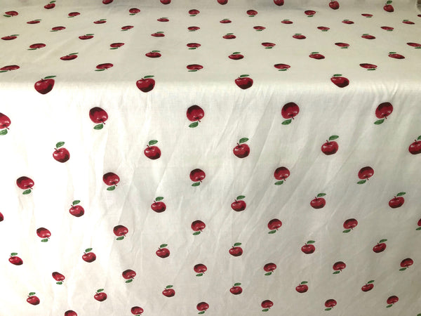 Red Apple Print on Cotton Voile
