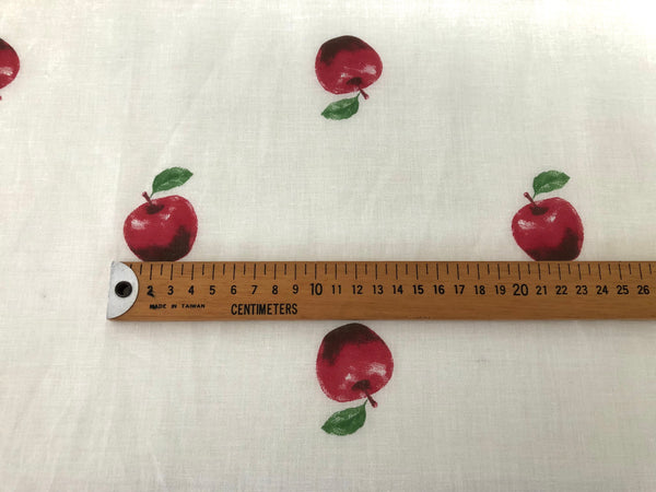 Red Apple Print on Cotton Voile
