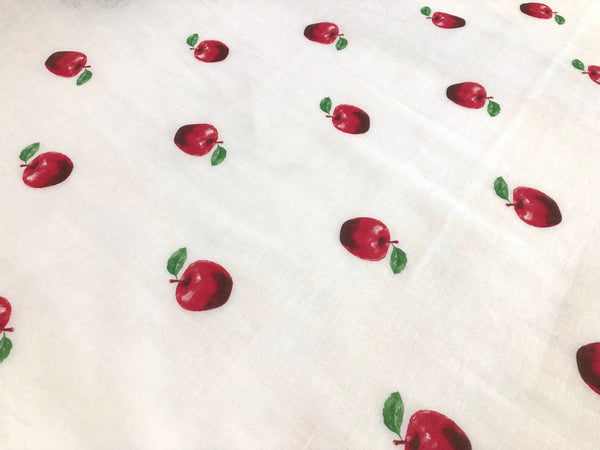 Red Apple Print on Cotton Voile