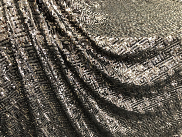 Silver & Gun Metal  Sequins on Jersey