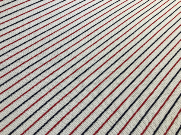 Red & Navy  Stripes  on Textured Jersey