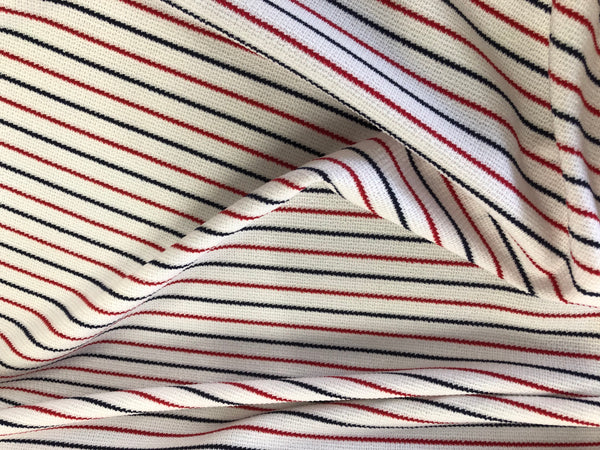 Red & Navy  Stripes  on Textured Jersey