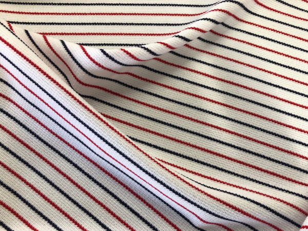 Red & Navy  Stripes  on Textured Jersey