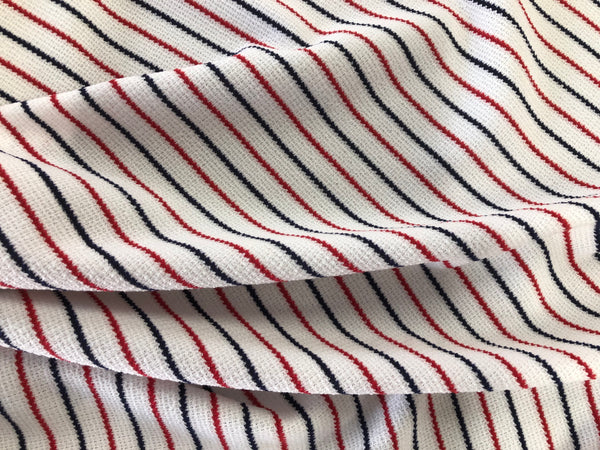 Red & Navy  Stripes  on Textured Jersey