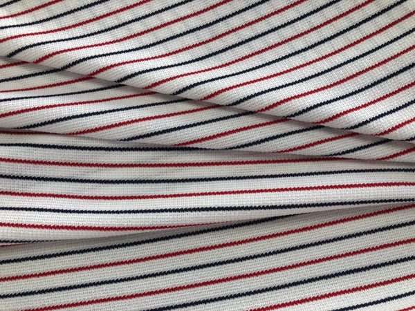 Red & Navy  Stripes  on Textured Jersey