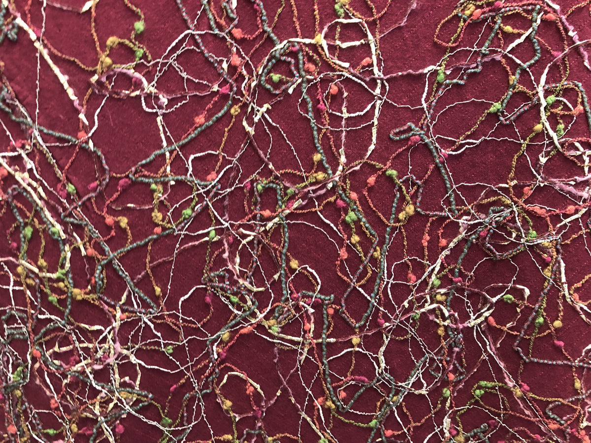 LAST PIECE: 1.9 MT Appliqué Thread on Stretch Burgundy Jersey – Fabric Muse
