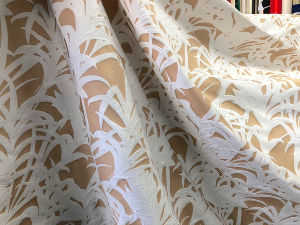 Cream & Apricot Floral Jacquard Suiting