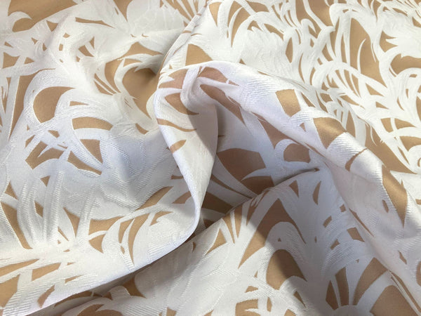 Cream & Apricot Floral Jacquard Suiting