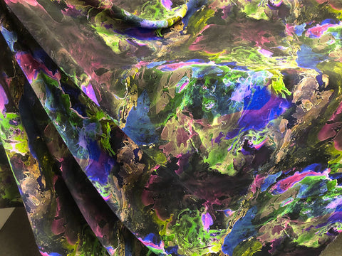 Super Heavy Silk Faille, Neon Marble Print