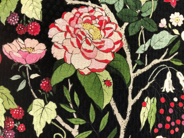 Silk Blend Floral Cloquè Jacquard, in Pink Rose Black