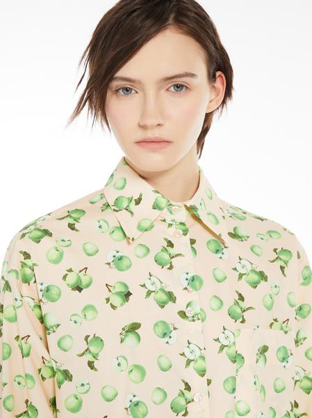 Green Apple Print on Cotton Poplin