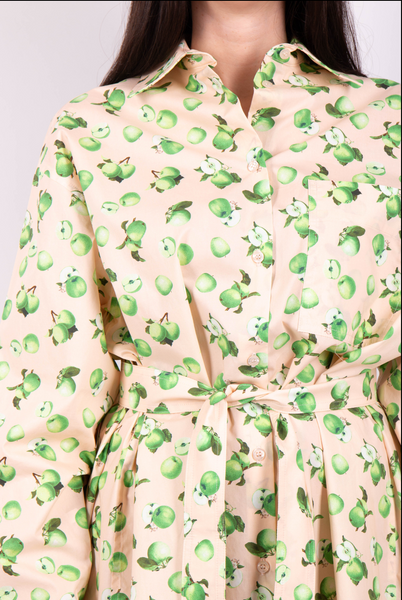Green Apple Print on Cotton Poplin