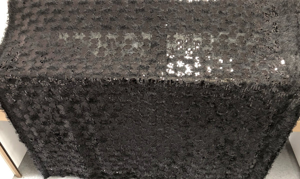 Black Sequin & Fringe Textured Knit