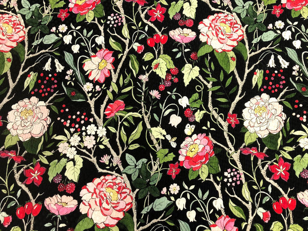 Silk Blend Floral Cloquè Jacquard, in Pink Rose Black