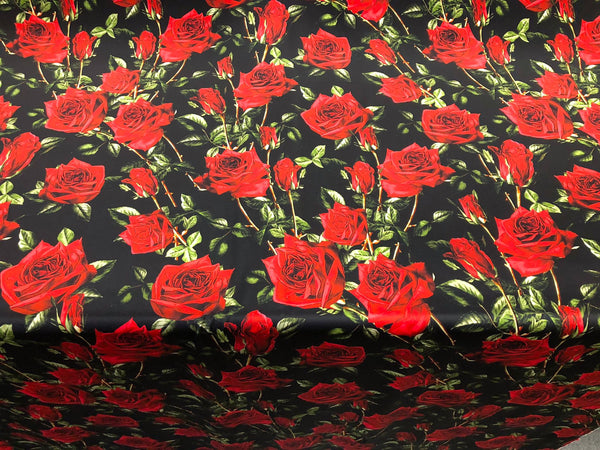 D&G Roses Amore Silk Satin, on Black