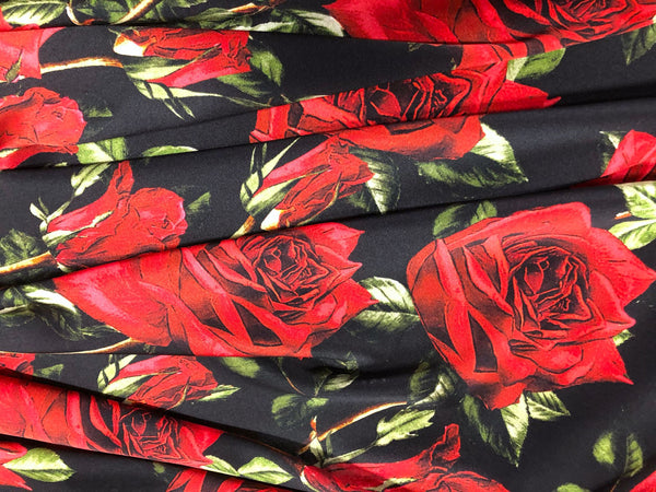 D&G Roses Amore Silk Satin, on Black