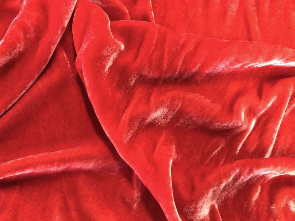 Silk Blend Velvet, Bright Coral Red