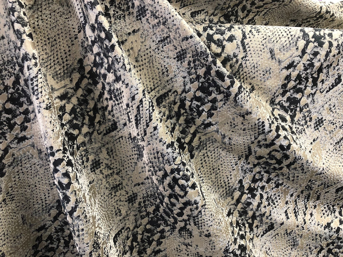Python Satin Jacquard Suiting, Cream & Black – Fabric Muse