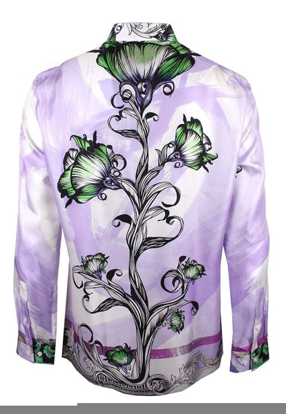 PANEL- Roses are Green Print on Silk Twill