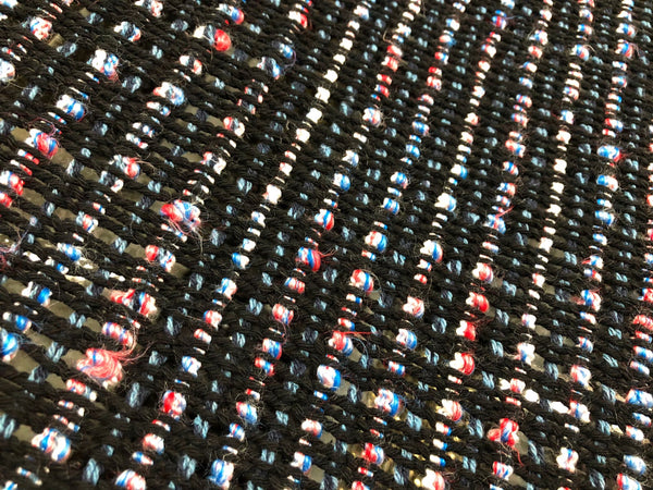 Leno Mesh Tweed, Black, Red, Blue & White