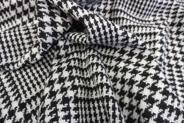 Black & White Houndstooth Check Tweed