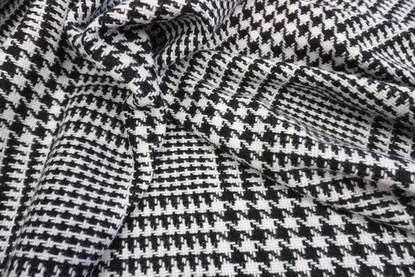 Black & White Houndstooth Check Tweed