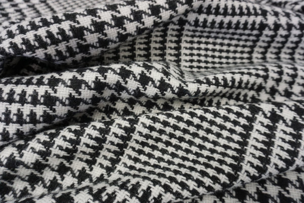 Black & White Houndstooth Check Tweed