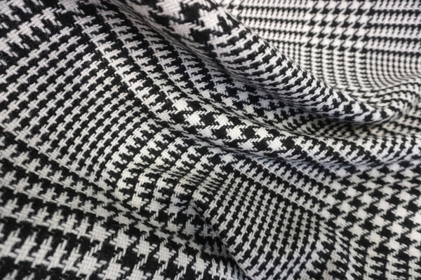 Black & White Houndstooth Check Tweed