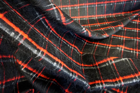 Black Check Mohair Coating