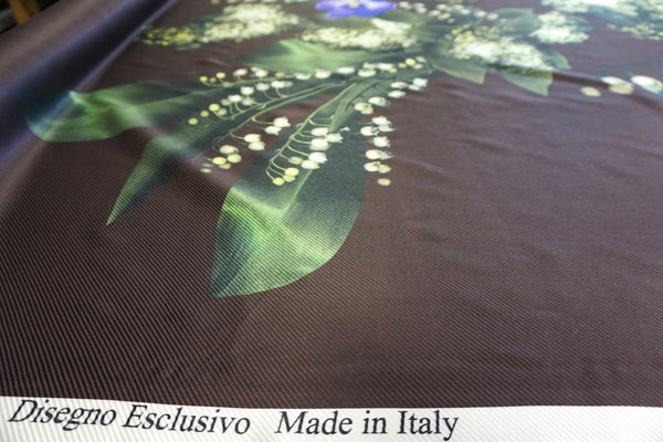 PANEL- Lily of the Valley Print on Silk Twill Satin