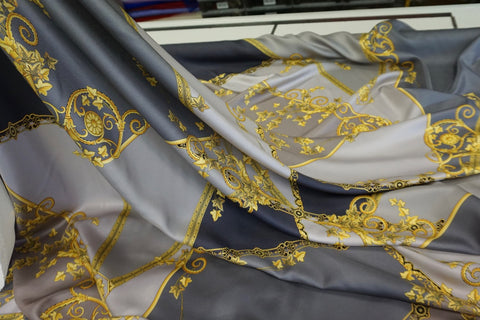 Printed Silk Twill, Baroque Cubism