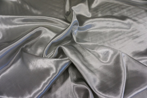 Silver Liquid Wool/Silk Satin