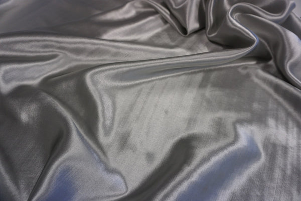 Silver Liquid Wool/Silk Satin