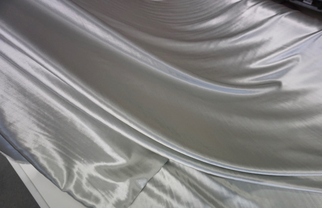 Silver Liquid Wool/Silk Satin