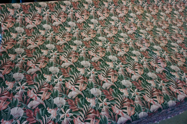 Mauve Carnations Print on Stretch Sateen