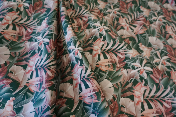 Mauve Carnations Print on Stretch Sateen