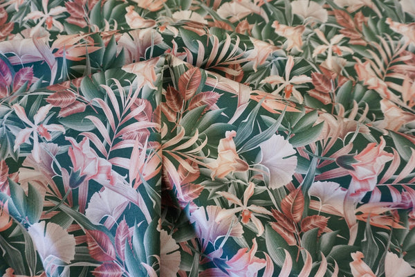 Mauve Carnations Print on Stretch Sateen